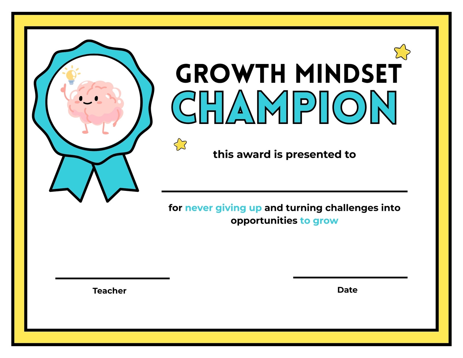 Free Printable Mindset Growth Certificate