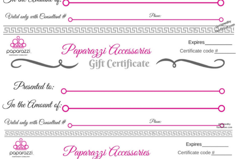 Downloadable Free Printable Paparazzi Gift Certificate