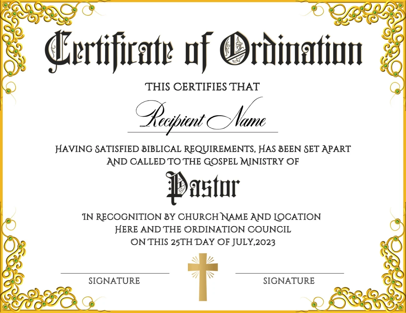 Pastor Ordination Certificate Template Editable Certificate Of Ordination Printable Ministry Certificate Church Certificate TDS 10 Etsy