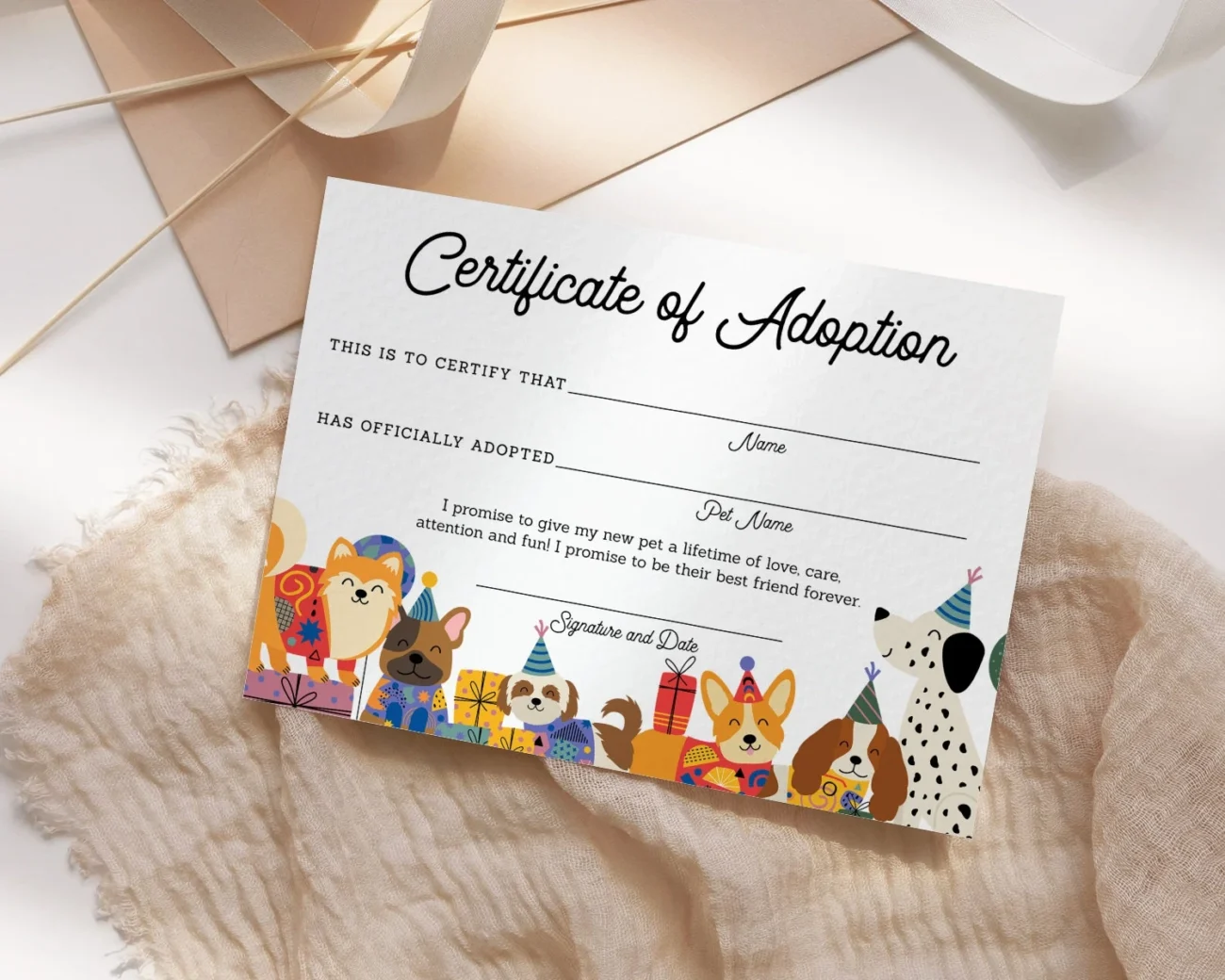 Paw Patrol Pet Adoption Certificate Etsy