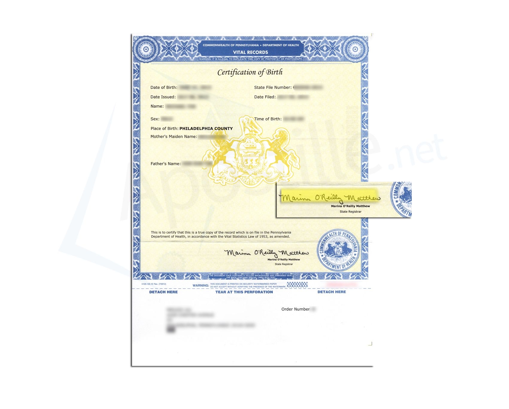 Pennsylvania Long Form Birth Certificate Form