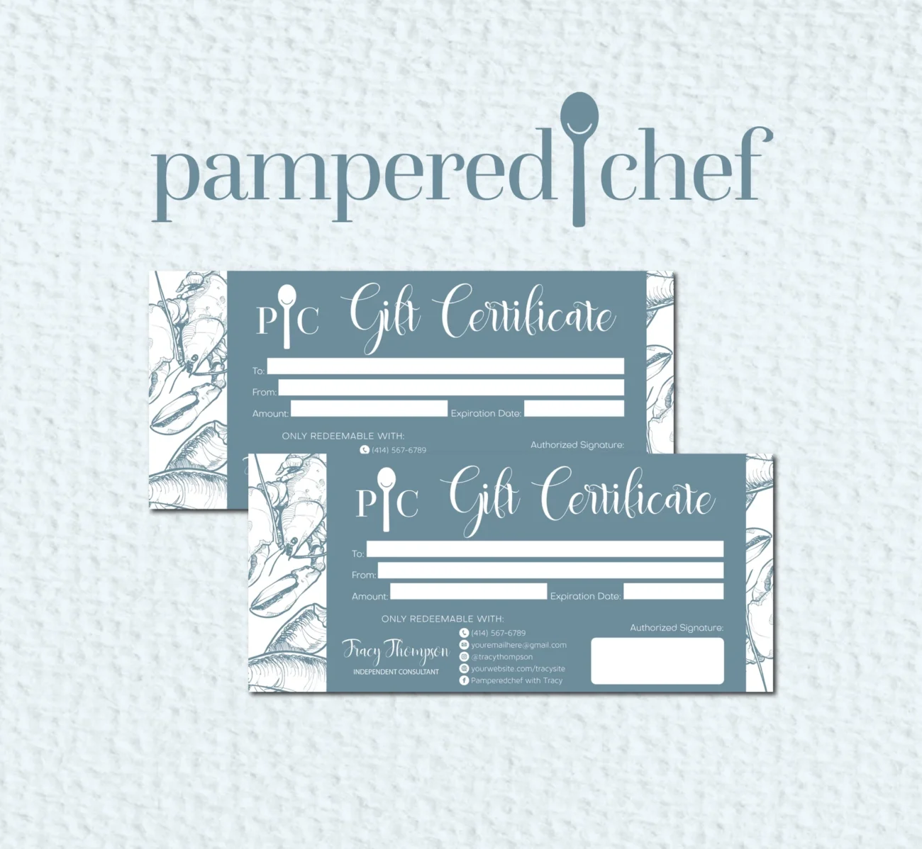 Personalized Pampered Chef Gift Certificate Pampered Chef Business Ca Canary Houze