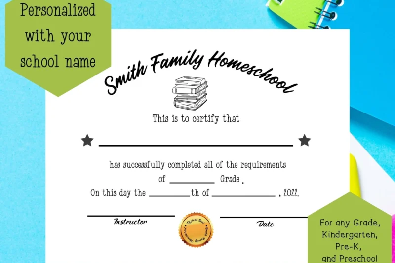 Homeschool Certificate Of Completion Printable