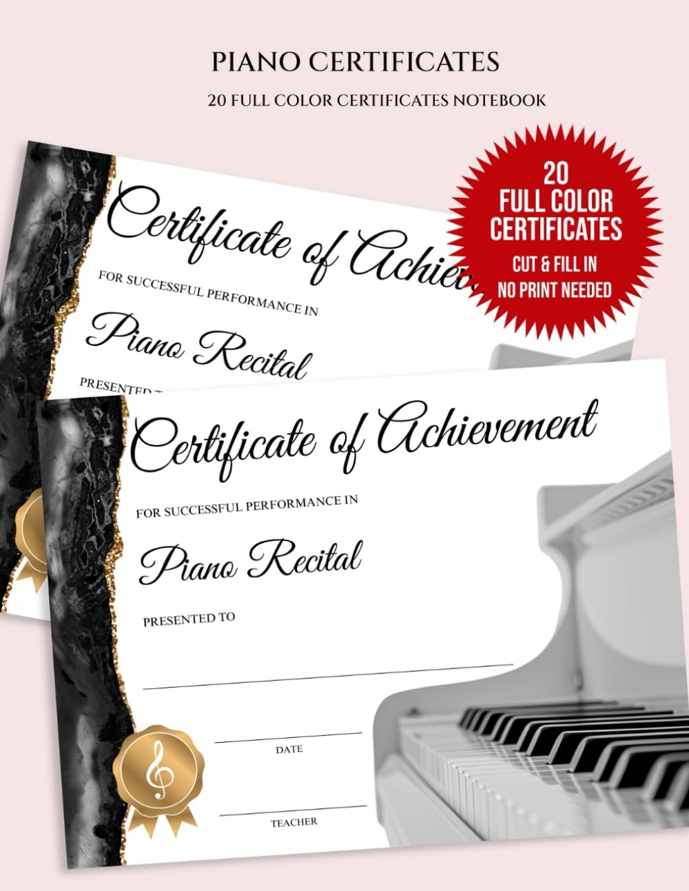 Printable Certificates Music Recital