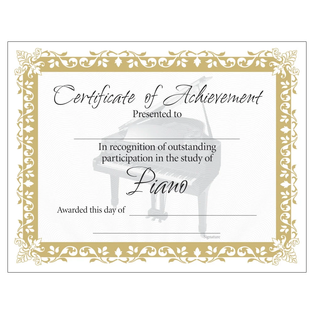 Free Printable Piano Certificate