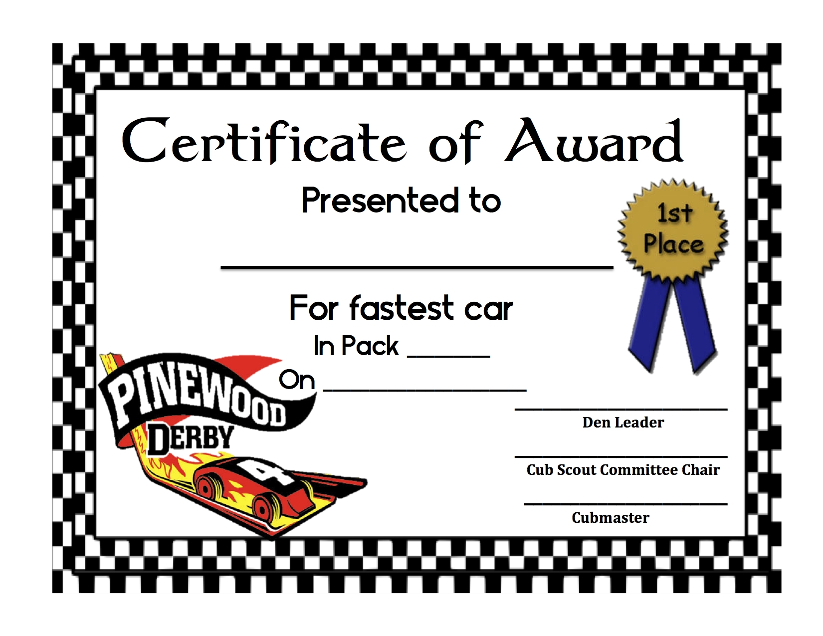 Pinewood Derby Free Printable Certificates Pinewood Derby Free Printable Certificates