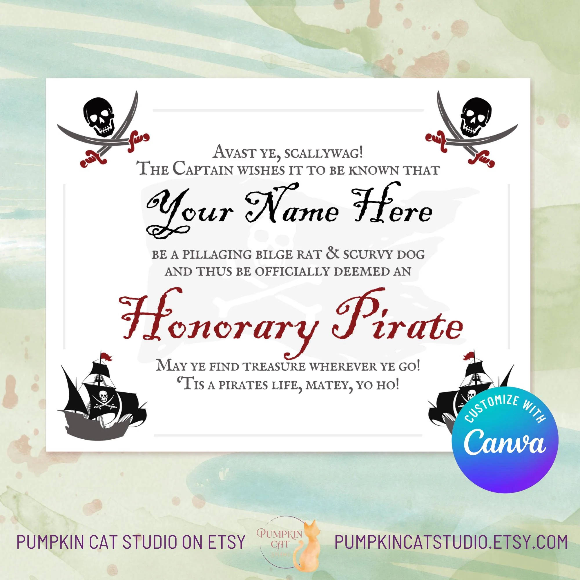 Free Printable Pirate Certificate