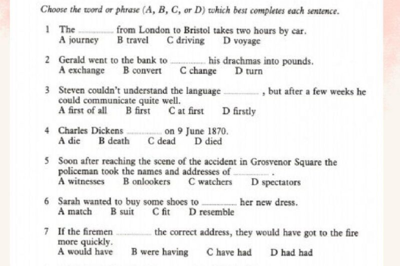 First Certificate Exam Practice Printable