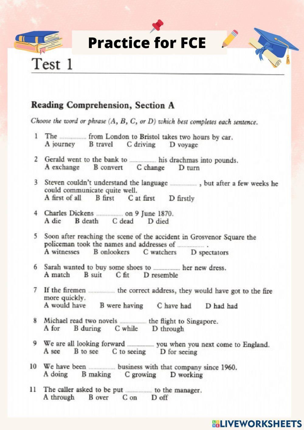 Practice For FC Free Interactive Worksheets 1976186