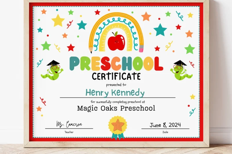 Printable And Editable Preschool Certificates