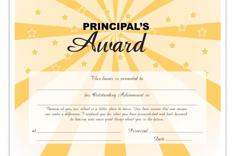 Free Printable Principals Award Certificate