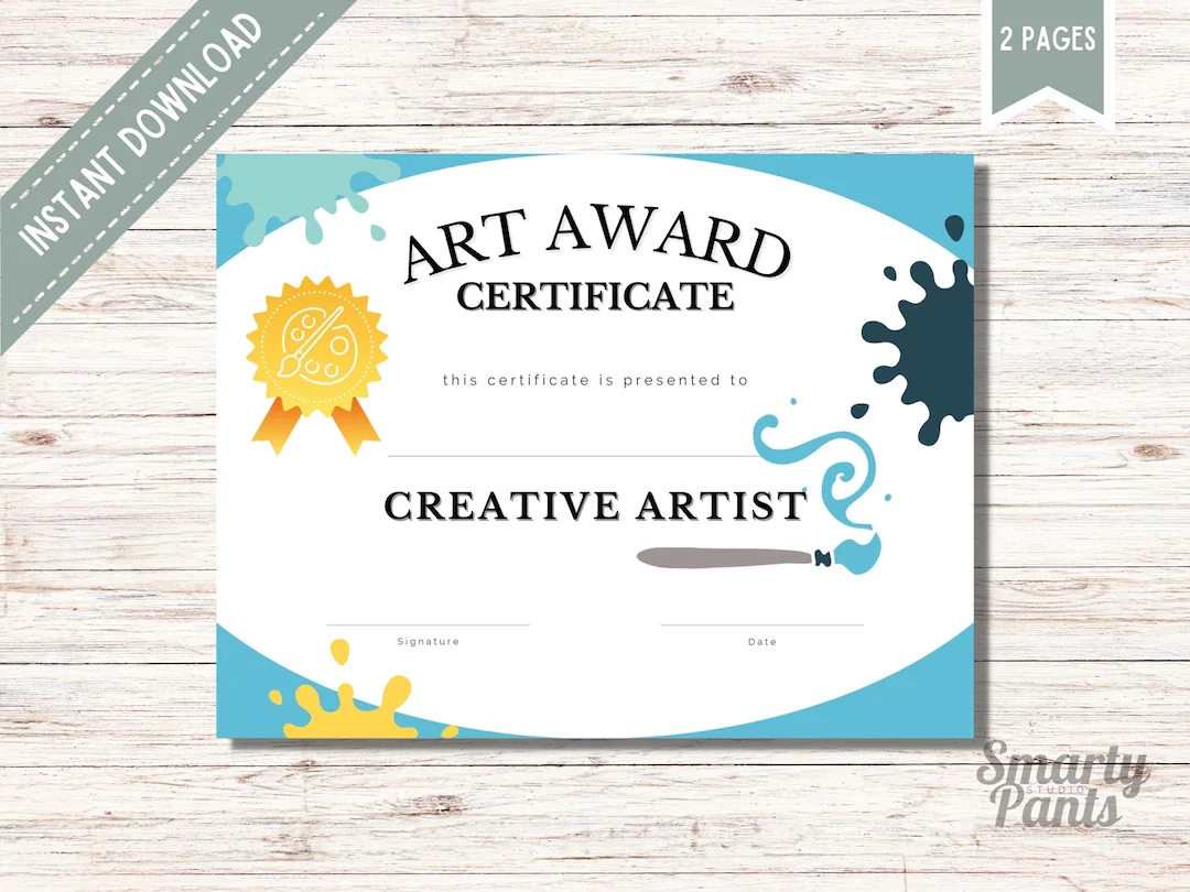 Printable Art Award Certificate Classroom Template digital Download Etsy Printable Art Award Certificate Classroom Template digital Download Etsy