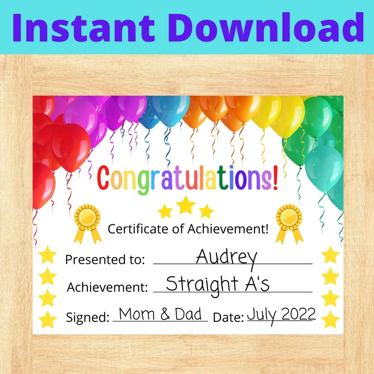 Printable Award Certificate For Kids Fun Recognition Instant Download PDF Etsy