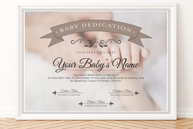 Christian Baby Dedication Certificate Printable