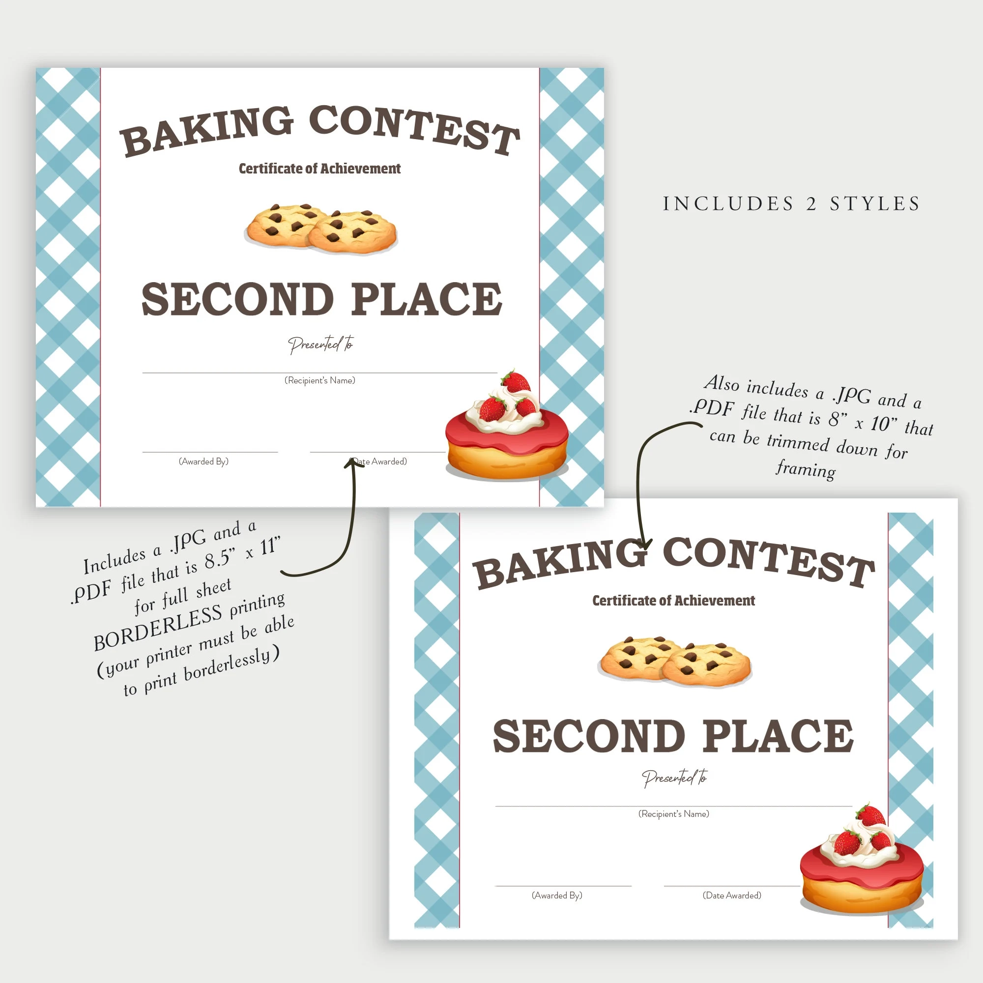 Printable Baking Contest Award Winner Certificate Second Place Winner Award Dessert Competition NO EDITING Required Download Print Etsy Printable Baking Contest Award Winner Certificate Second Place Winner Award Dessert Competition NO EDITING Required Download Print Etsy