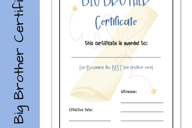 Best Brother Certificate Printable
