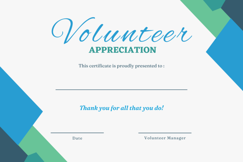 Editable Printable Volunteer Certificates