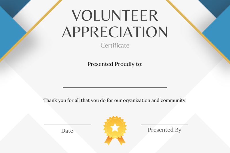 Free Printable Parent Volunteer Certificates