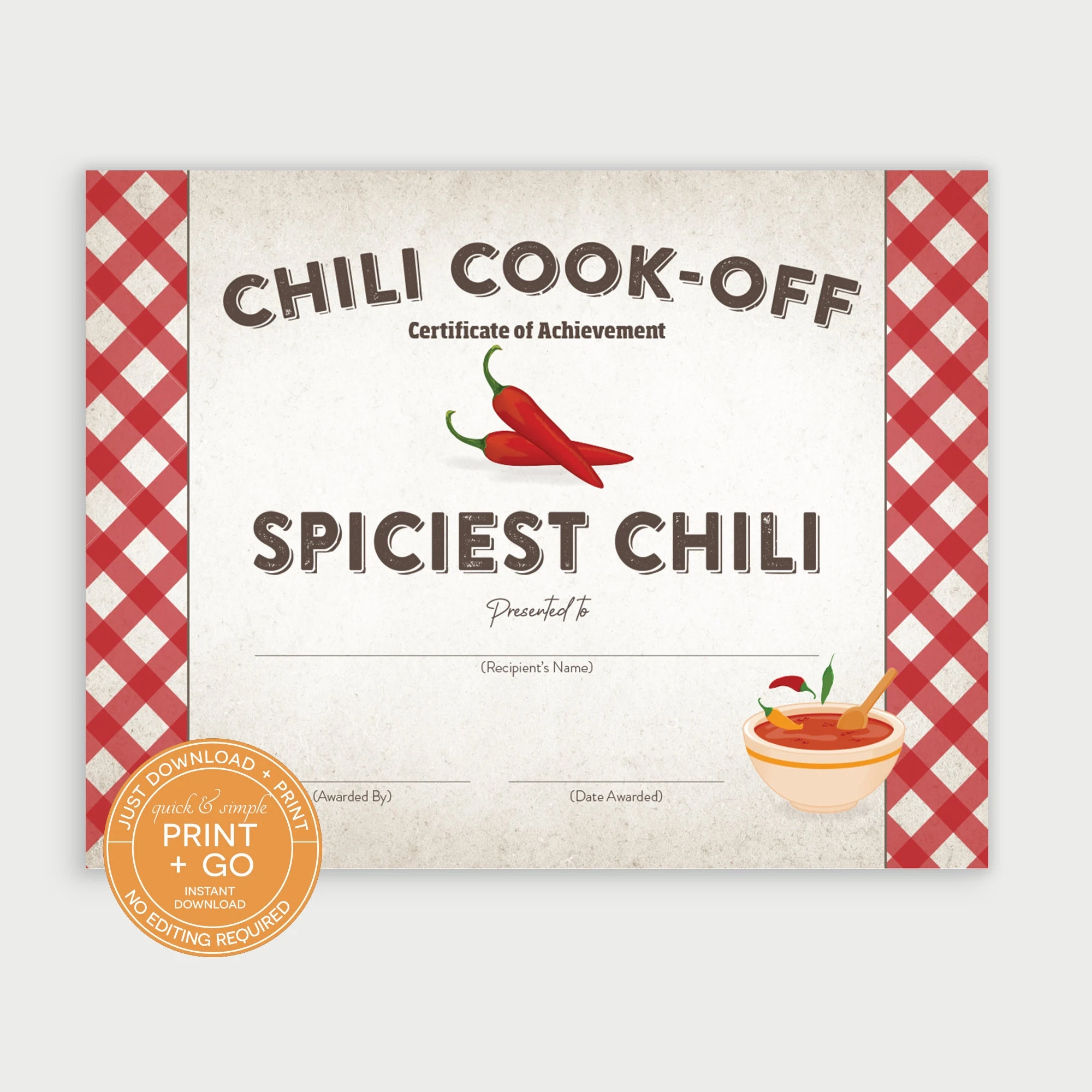 Free Printable Chili Cook Off Certificate Free Printable Chili Cook Off Certificate