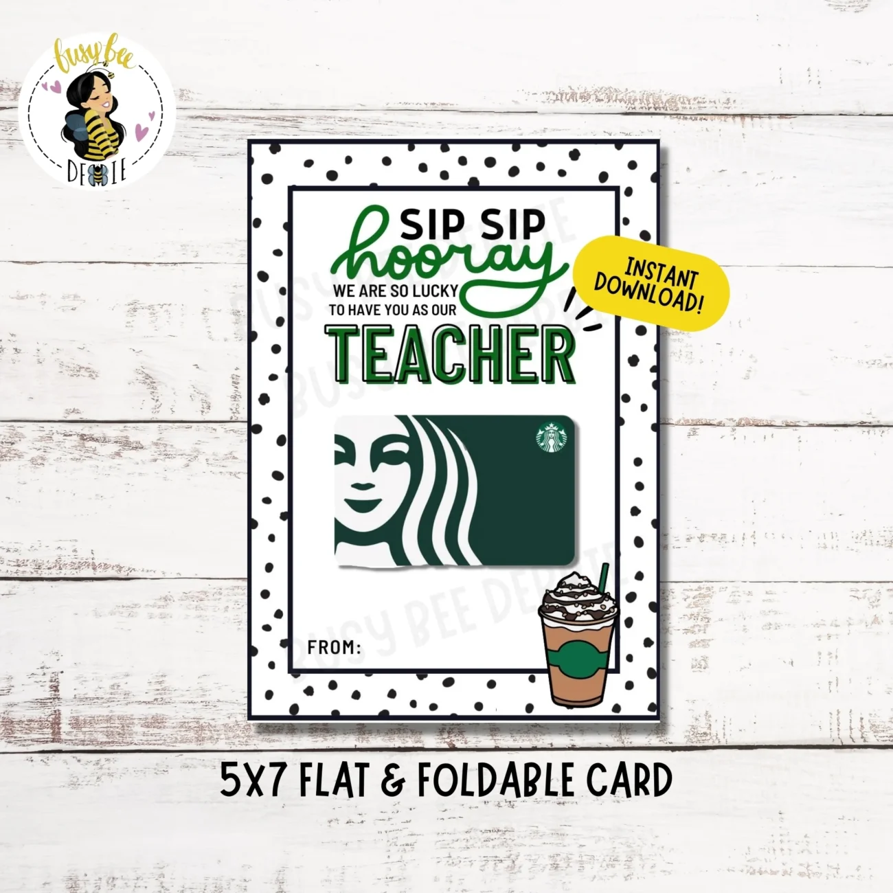Printable Coffee Gift Card Holder Card Starbucks Gift Card For Teachers Teachers Week Teacher Appreciation Thank You Card Payhip