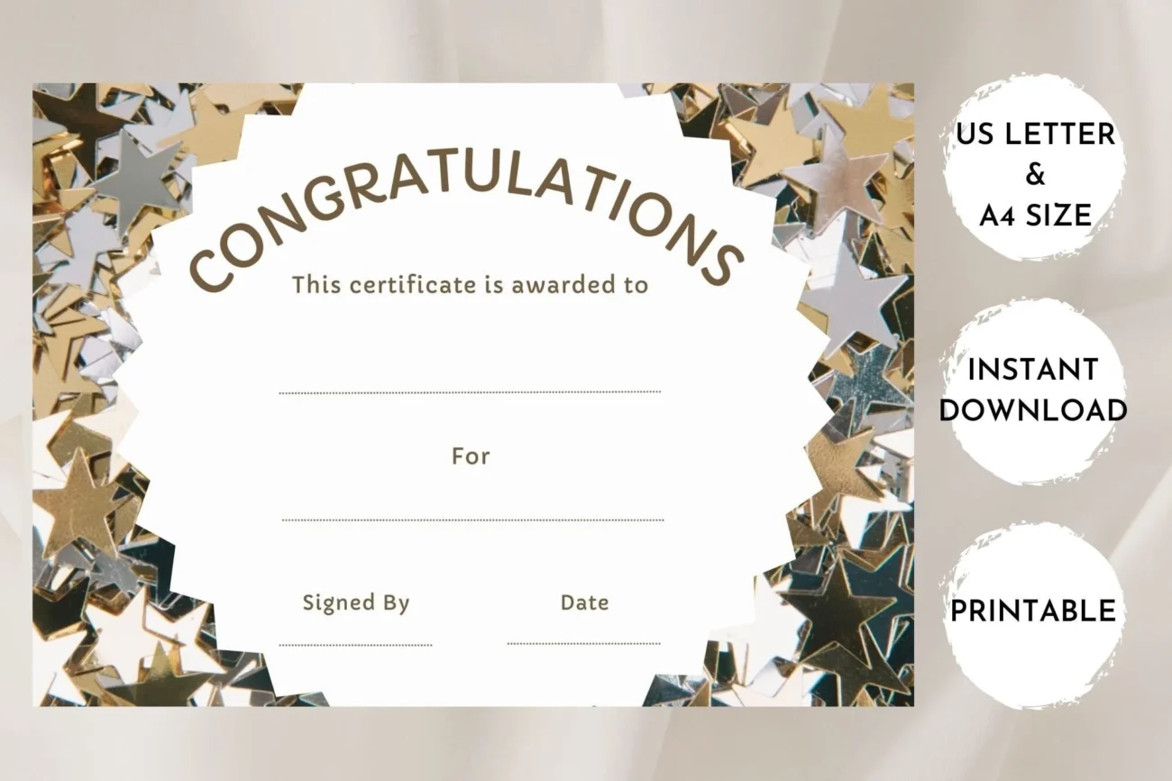 Printable Congratulations Certificate Personalized Certificate Of Achievement Template Well Done Certificate Completion Award PDF Etsy UK