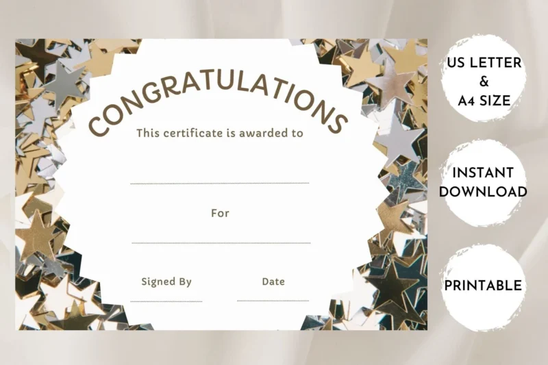 Congratulations Certificate Printable