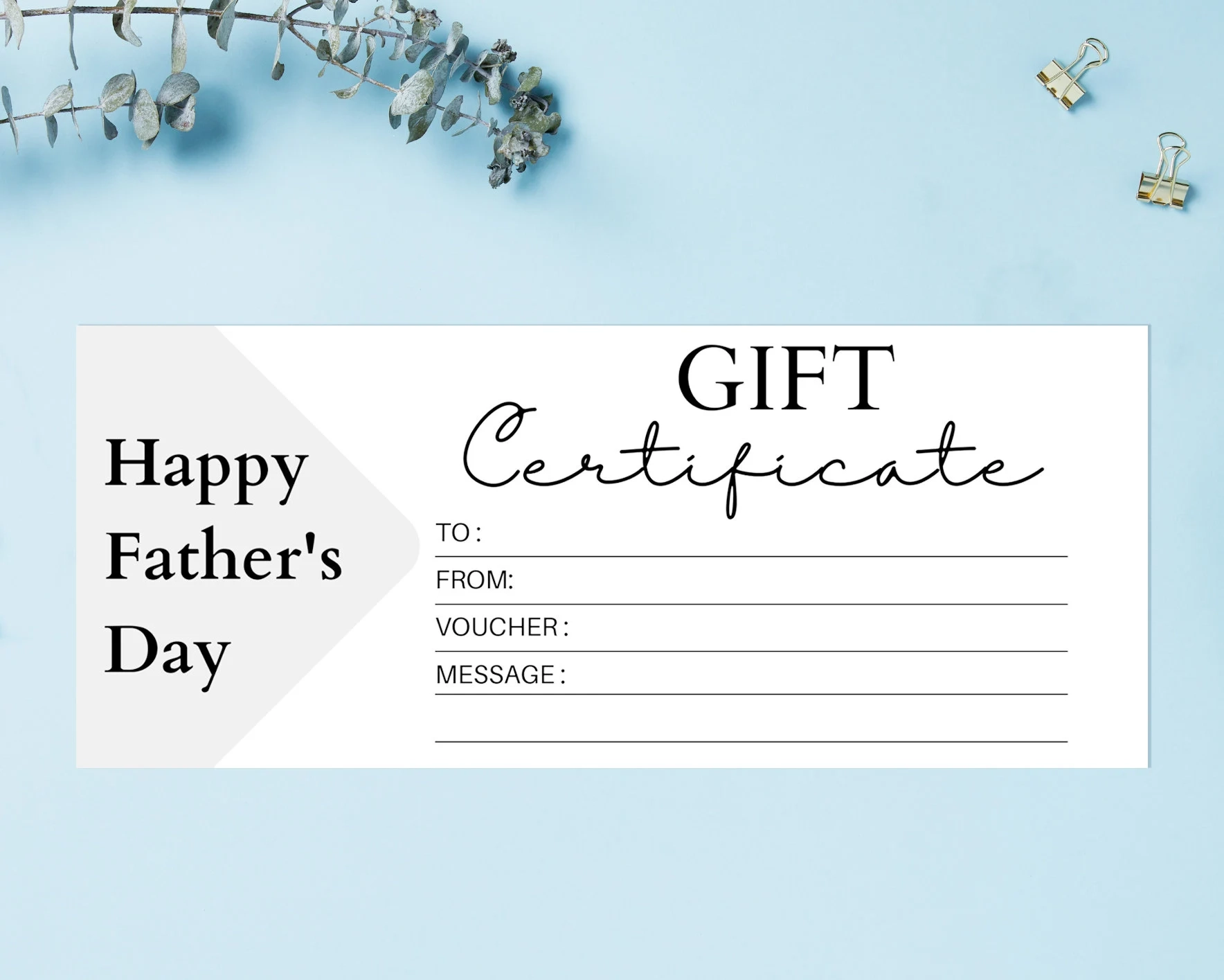 Printable Father s Day Gift Certificate Template Gift Voucher Gift Card Instant Download Happy Father s Day Gift Idea Etsy