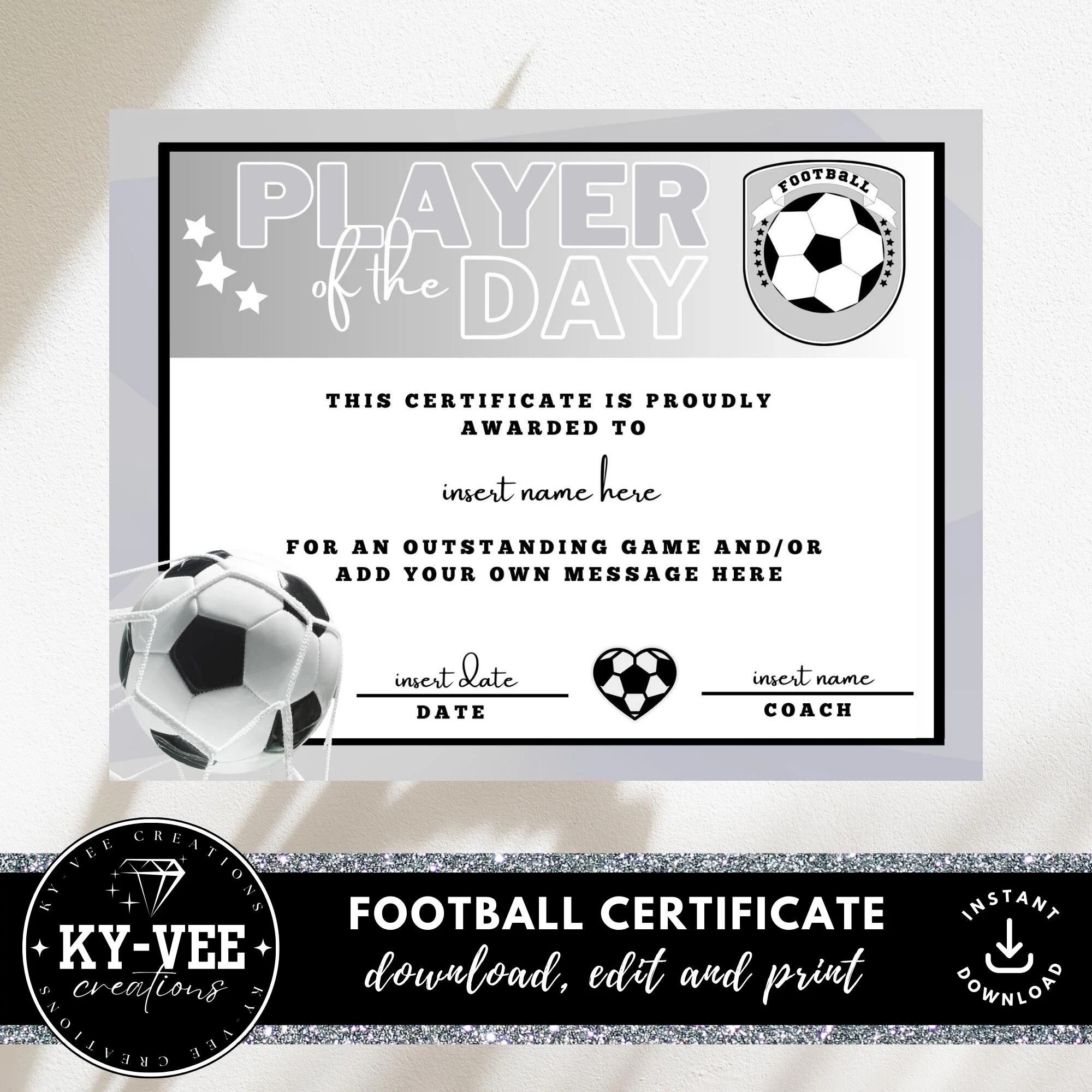 Printable Football Award Certificate INSTANT DOWNLOAD Editable Football Certificate Template Football Player Of The Day Etsy UK Printable Football Award Certificate INSTANT DOWNLOAD Editable Football Certificate Template Football Player Of The Day Etsy UK
