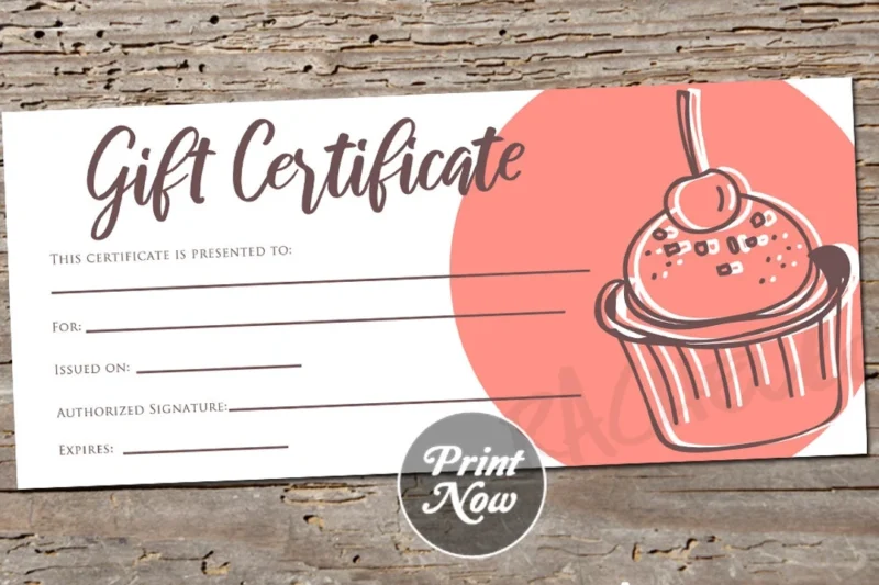 Printable Cake Gift Certificate Template