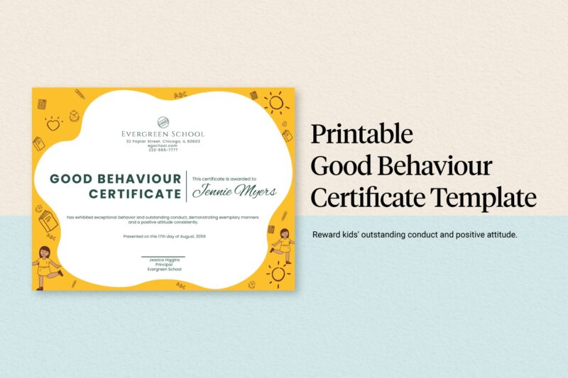 Good Behavior Certificate Printable