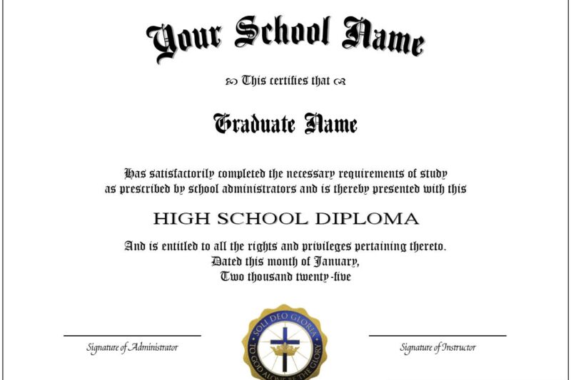 Printable High School Diploma Certificate