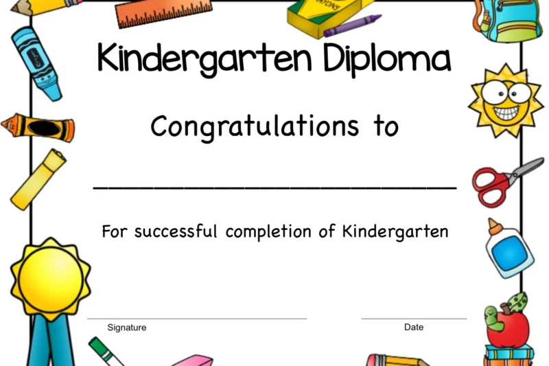 Kindergarten Printable Certificates
