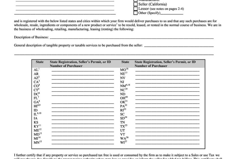 Printable Louisiana Resale Certificate
