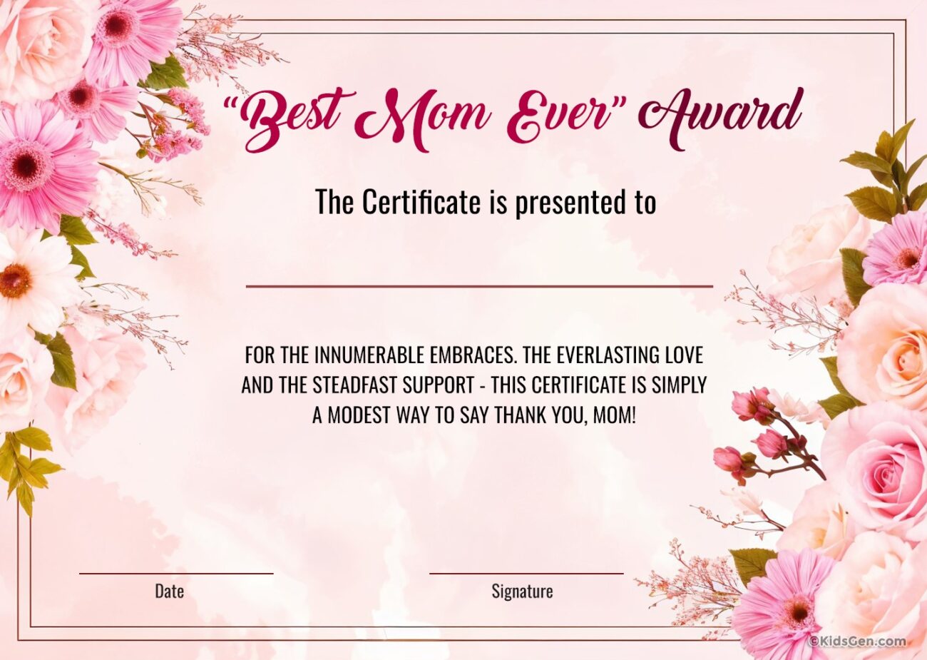 Printable Mother s Day 2025 Certificates To Celebrate Mom