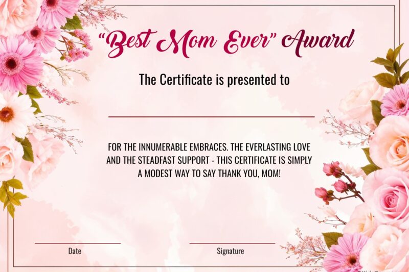 Mothers Day Certificates Free Printable