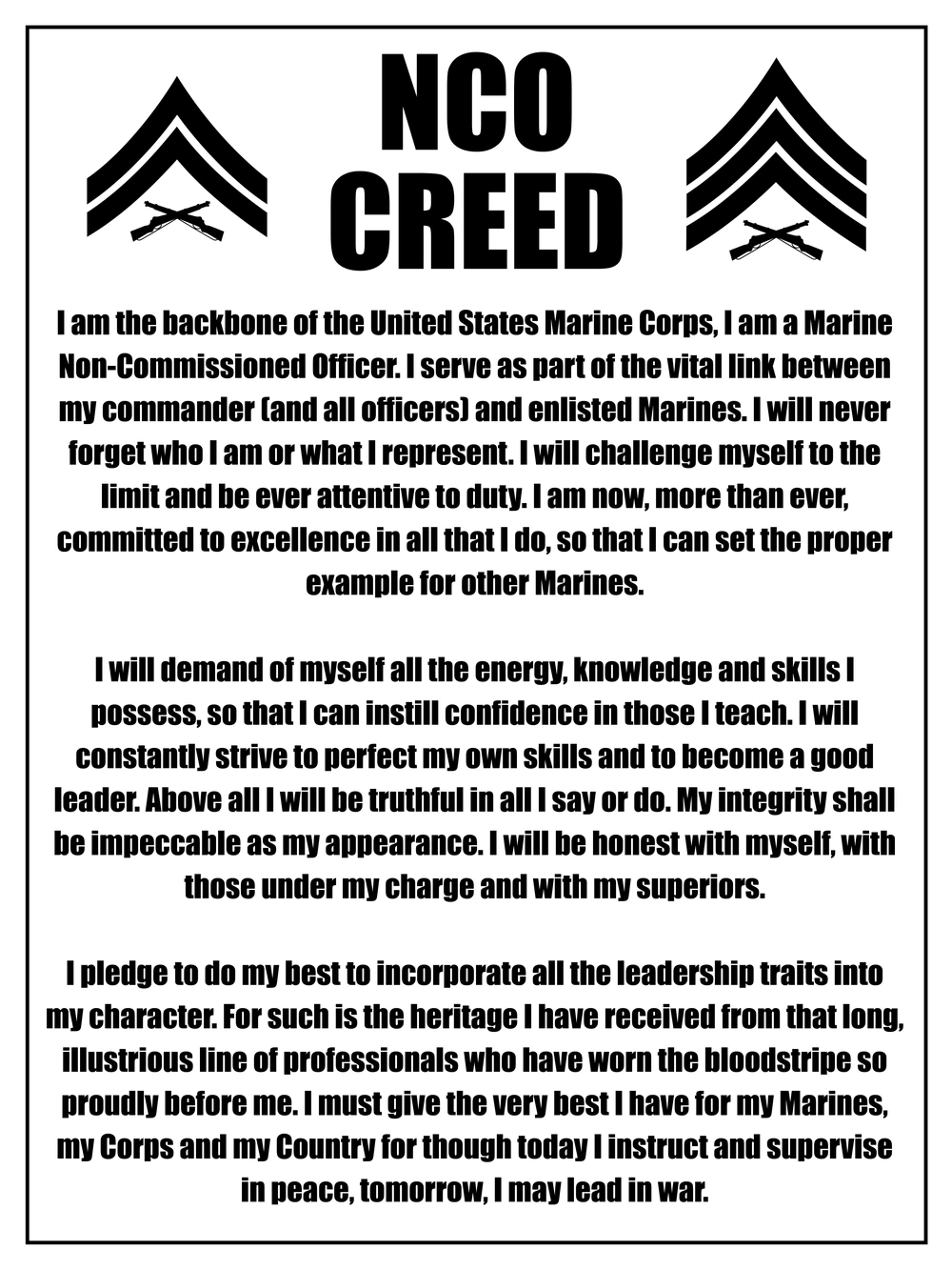 Printable Nco Creed Printable Study Planner
