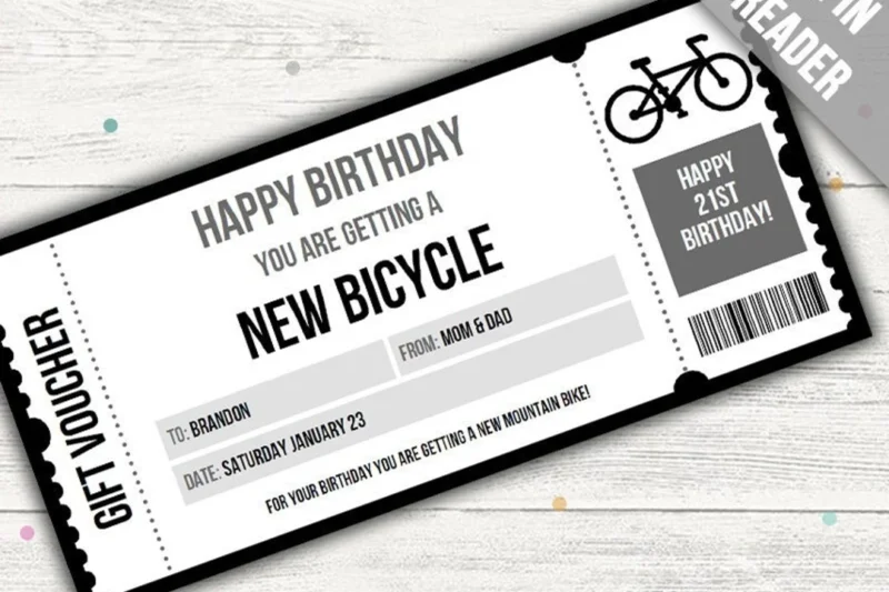 Printable Gift Certificate Bike