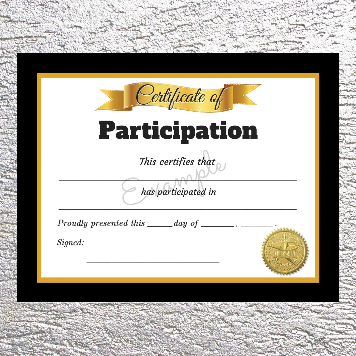 Printable Participation Certificate Award Template PDF Download Etsy