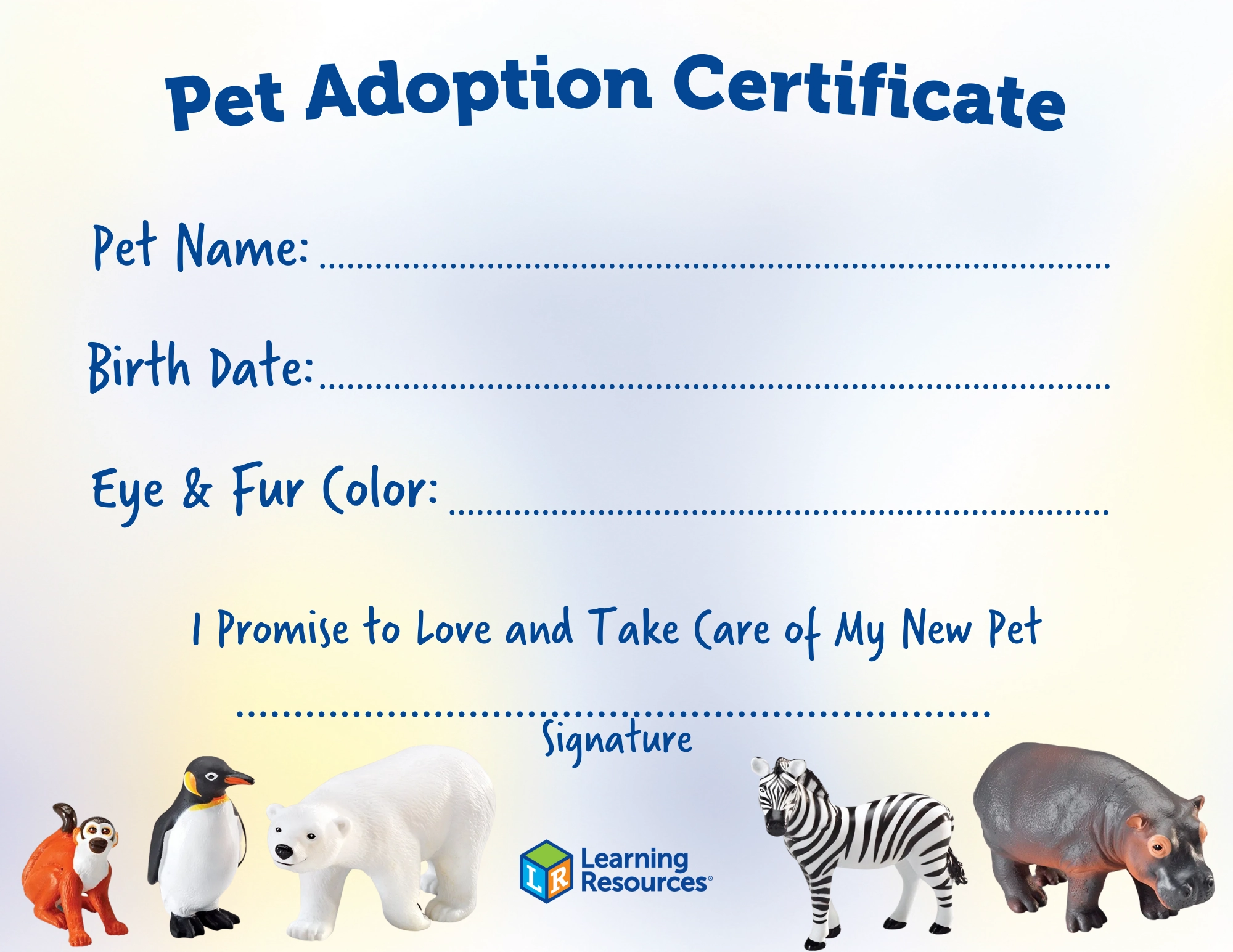 Pet Adoption Certificate Printable Pet Adoption Certificate Printable