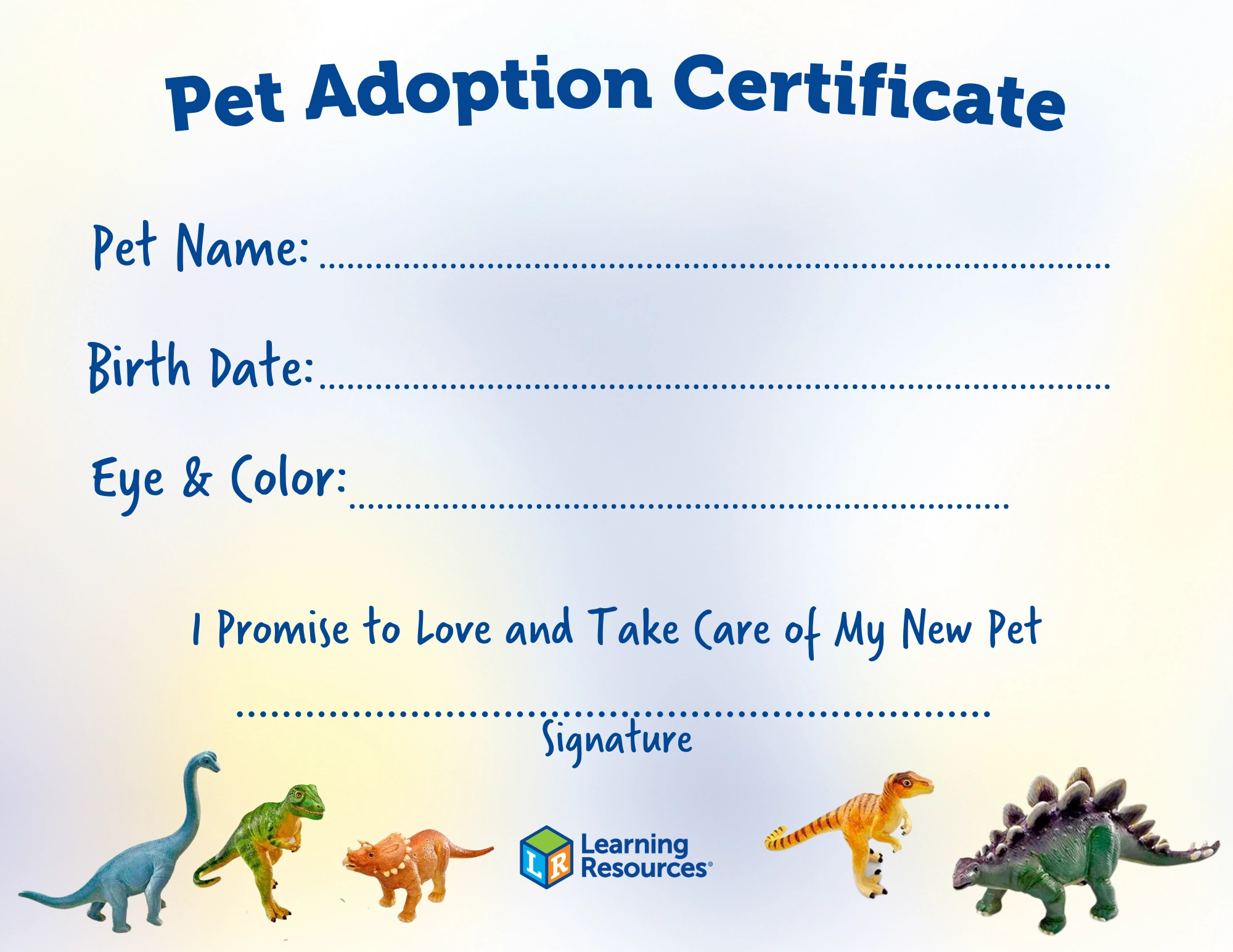 Adopt A Dinosaur Certificate Free Printable