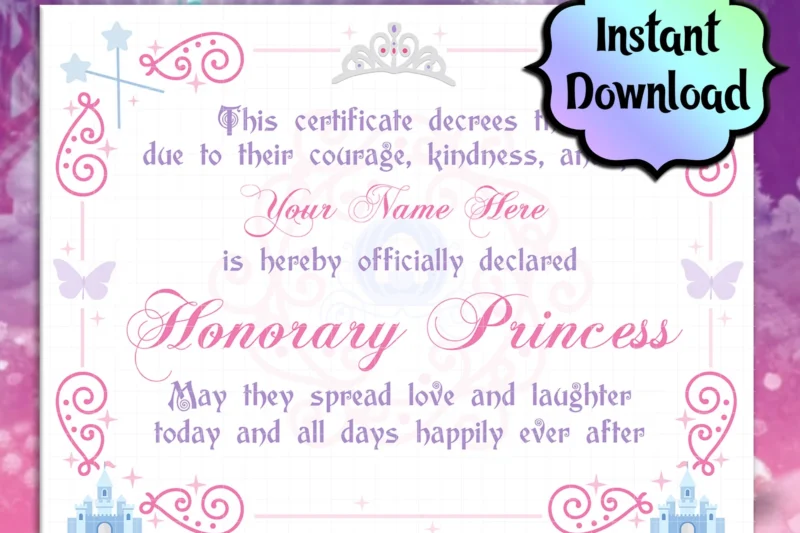 Princess Certificate Printable