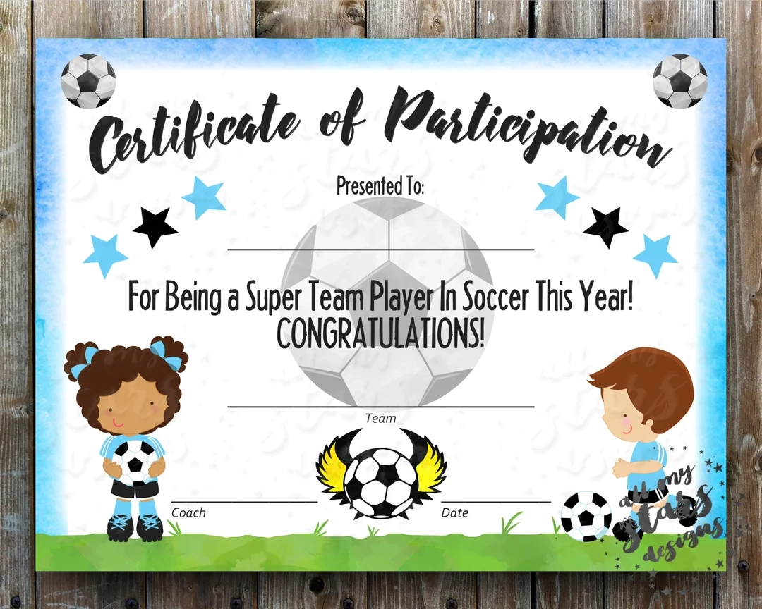 Printable Soccer Participation Certificate Sports Award INSTANT DOWNLOAD PDF With Fillable Fields Soccer Award Light Blue Team Colors Etsy Printable Soccer Participation Certificate Sports Award INSTANT DOWNLOAD PDF With Fillable Fields Soccer Award Light Blue Team Colors Etsy