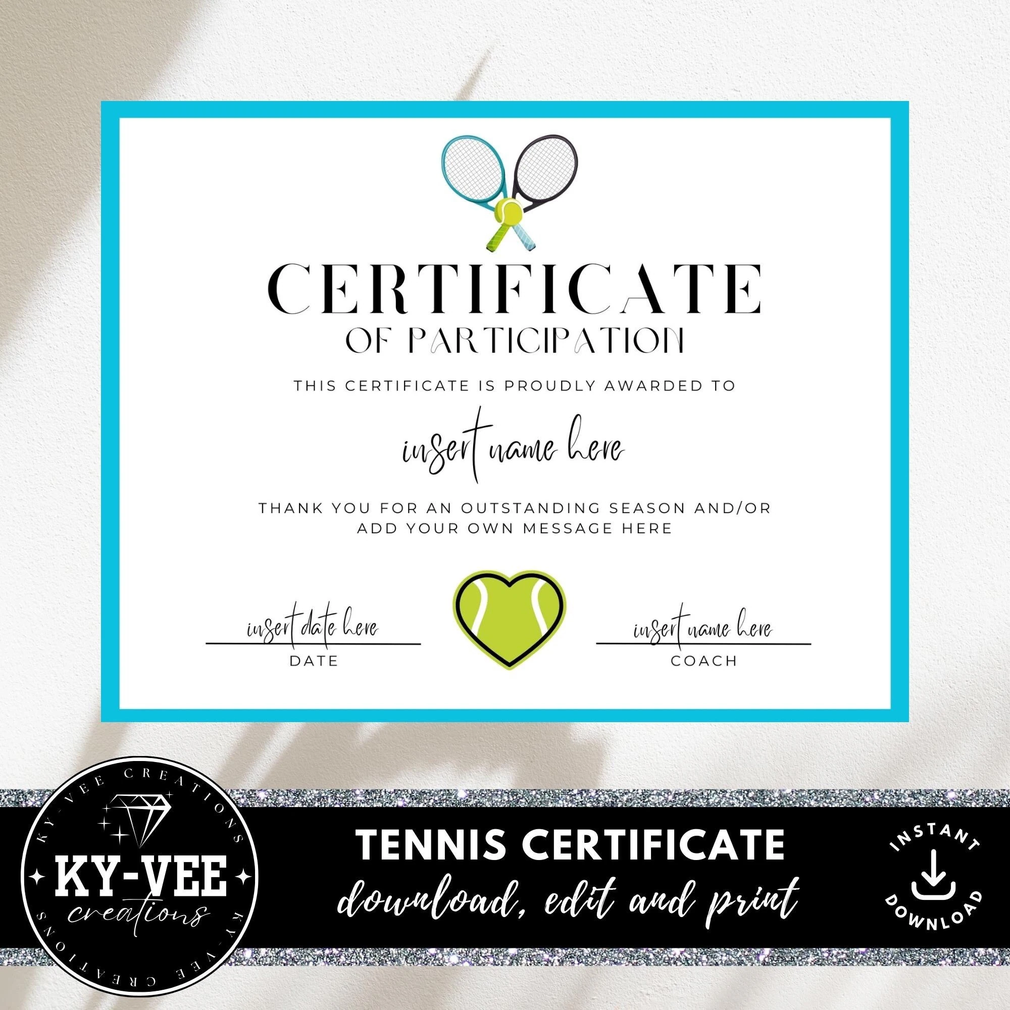 Free Printable Tennis Certificate Template