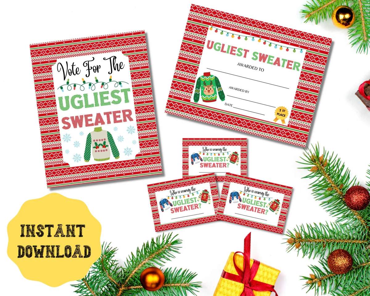 Printable Ugly Sweater Certificate Template