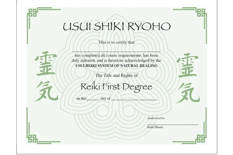 Become A Reiki Master Printable Certificate