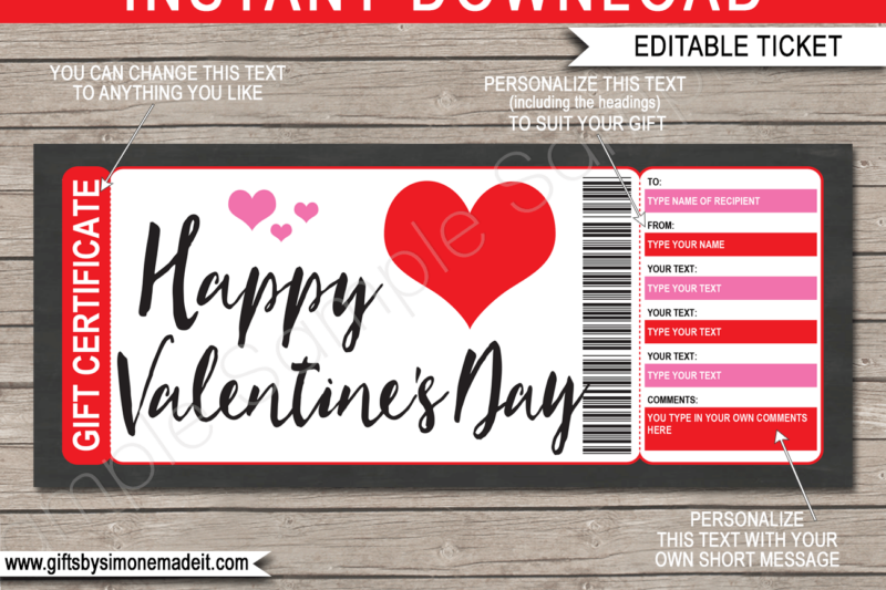 Printable Valentines Certificate No Download