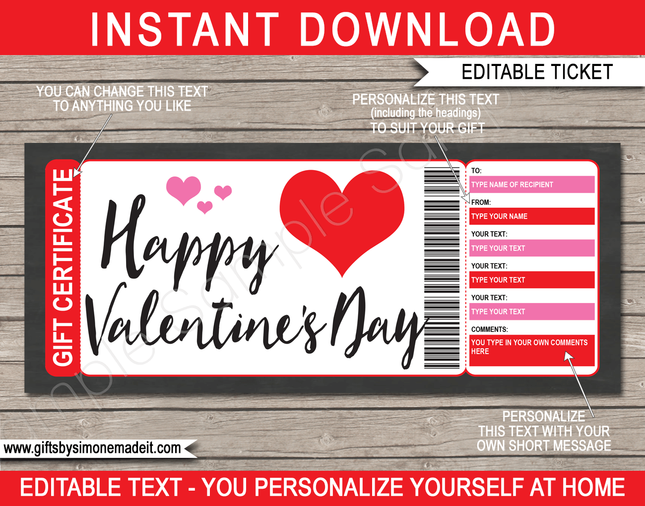 Printable Valentines Gift Certificate Printable Valentines Gift Certificate