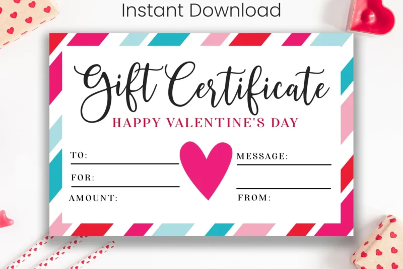 Printable Valentines Certificate Template