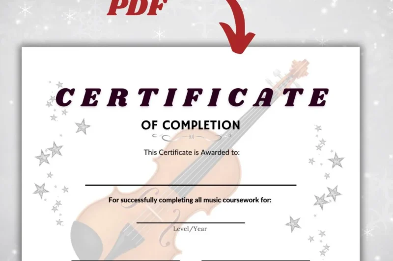 Printable Certificate Of Completion Violin