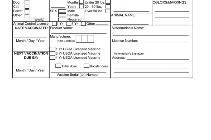 Printable Rabies Certificate